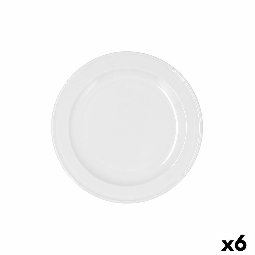 Piatto da Dolce Bidasoa Glacial Ceramica Bianco (20 cm) (Pack 6x)
