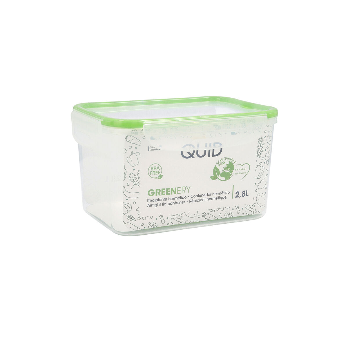 Porta pranzo Quid Greenery 2,8 L Trasparente Plastica (Pack 4x)