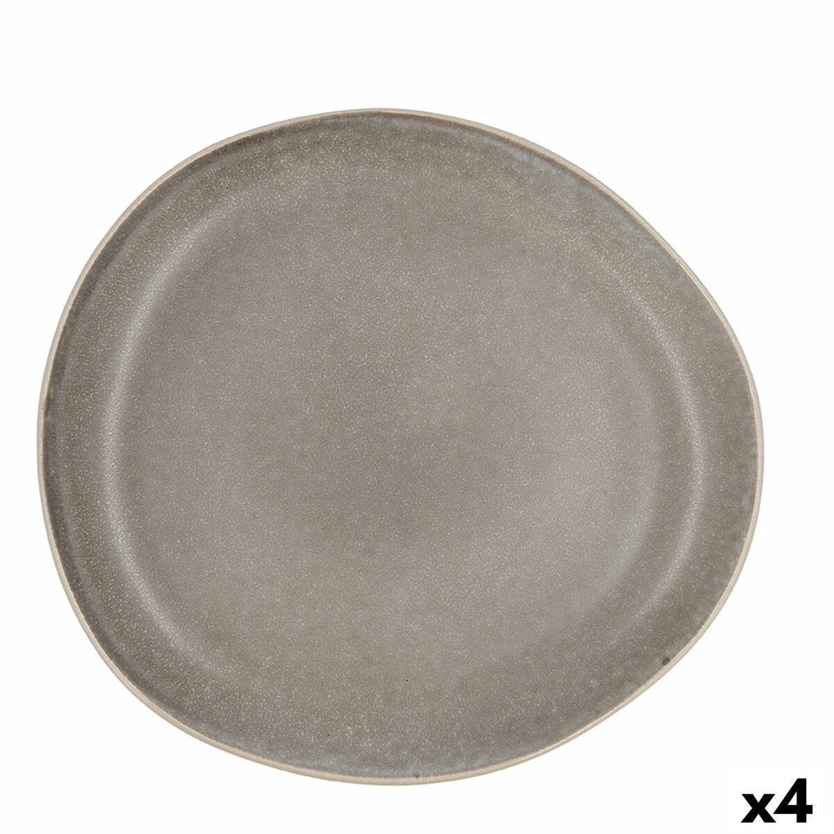 Piatto Piano Bidasoa Gio Irregolare Ceramica Grigio 26,5 cm (4 Unità)