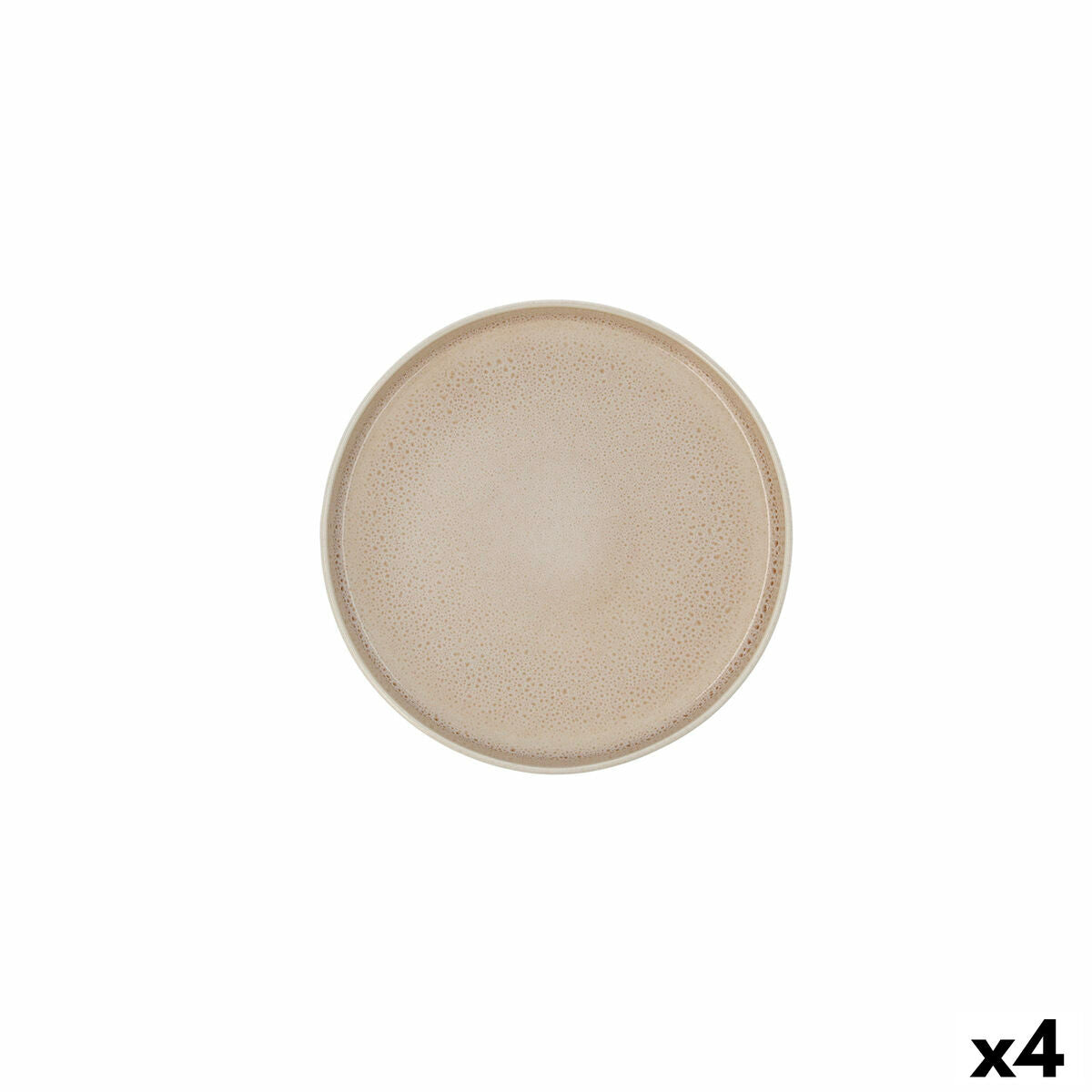 Piatto Piano Ariane Porous Ceramica Beige Ø 21 cm (4 Unità)