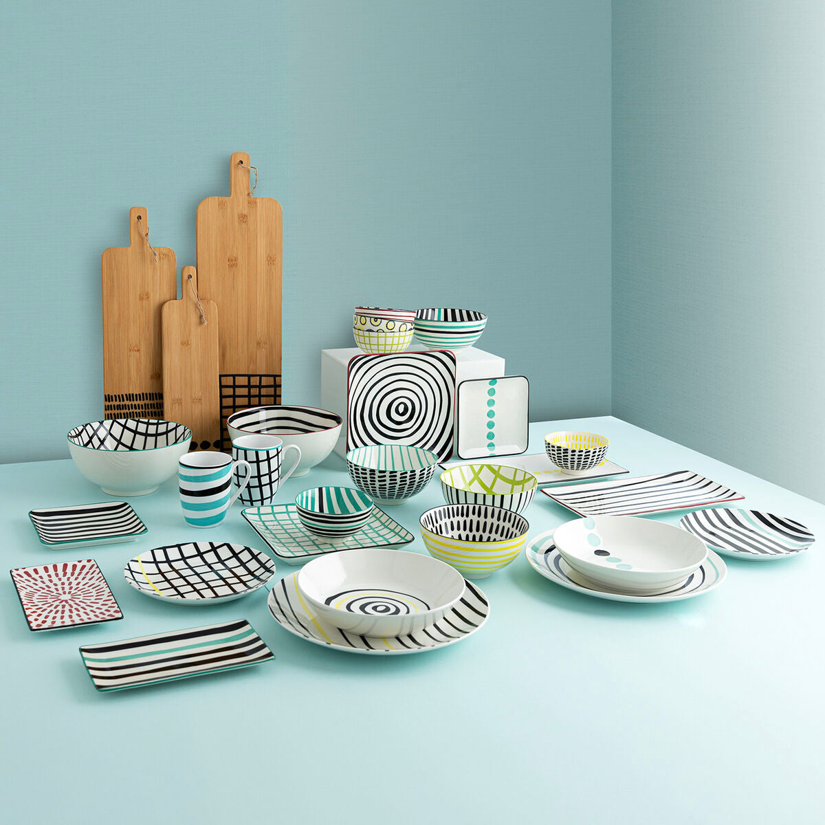 Vassoio per aperitivi Bidasoa Zigzag Quadrato Multicolore Ceramica 15 x 15 cm