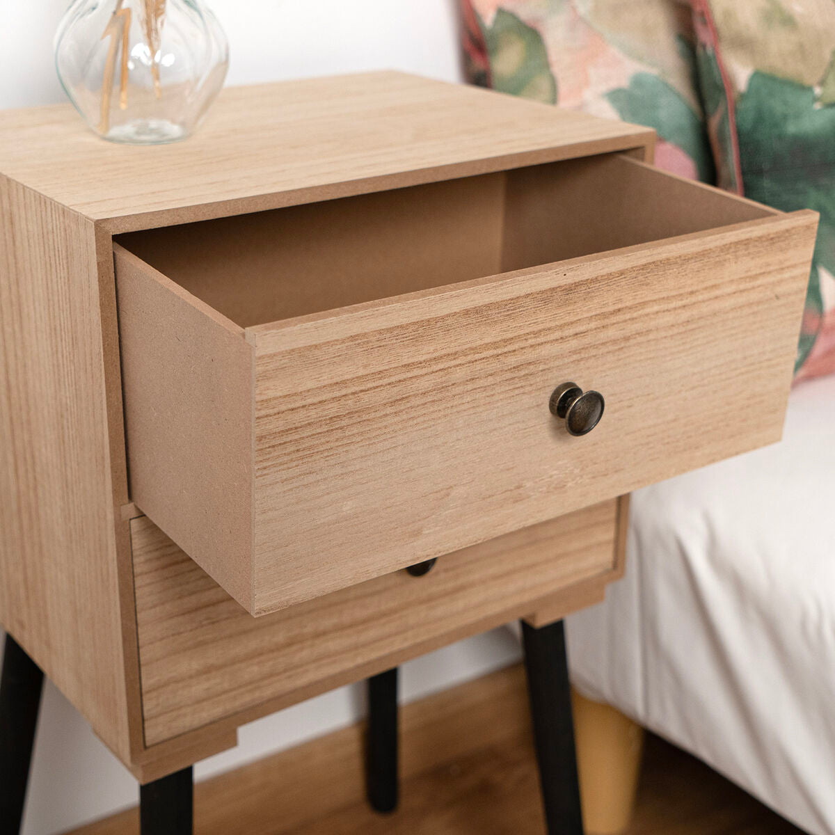 Comodino Vinthera Moa Naturale Metallo 35 x 26 x 65 cm