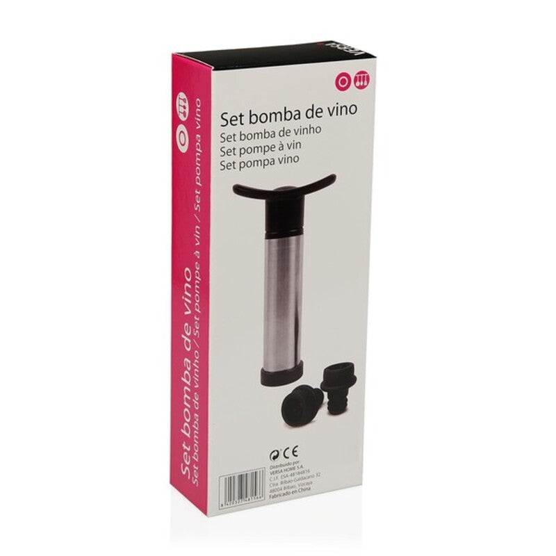 Pompa per Sottovuoto e Tappi per il Vino Versa Acciaio Alluminio Silicone ABS (8 x 16 x 8 cm)