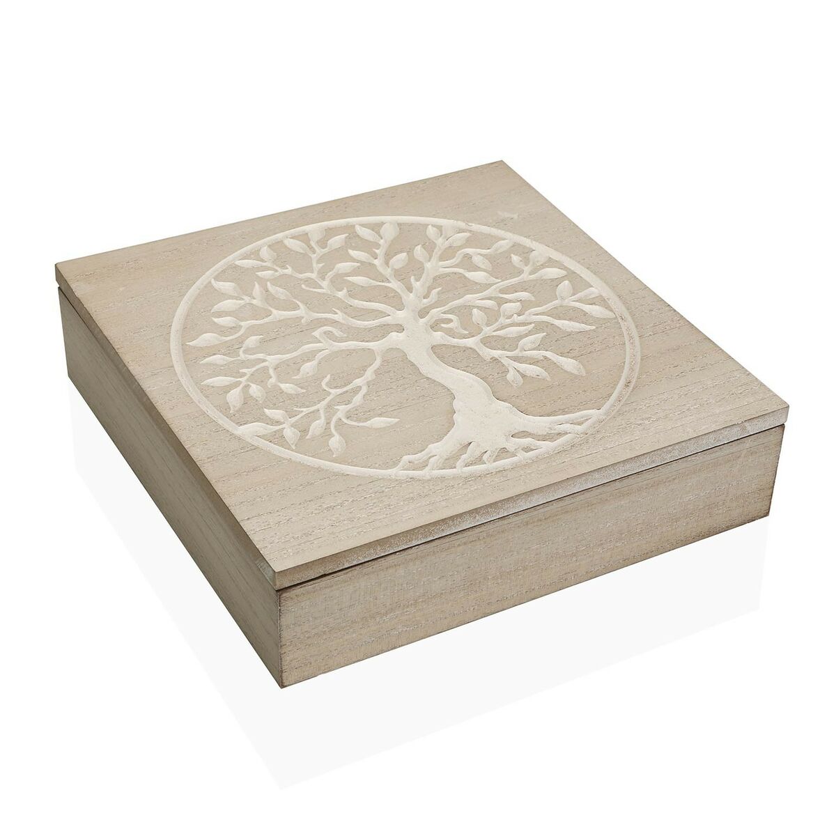 Scatola Decorativa Versa Albero Legno (24 x 6 x 24 cm)