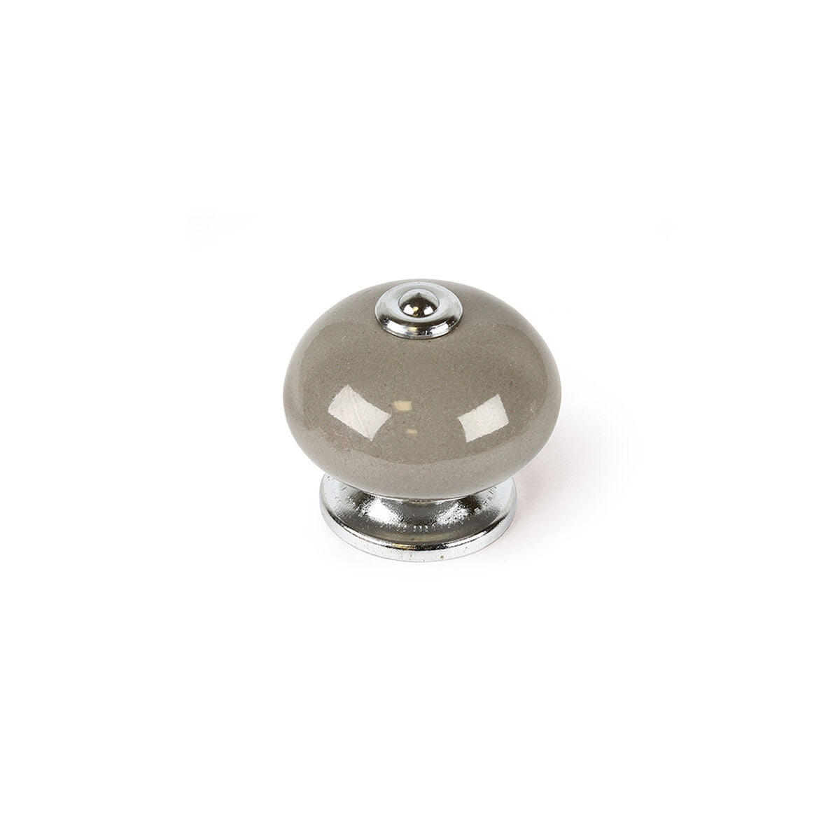 Pomo Rei e517 Rotondo Porcellana Grigio Metallo 4 Unità (Ø 40 x 36 mm)