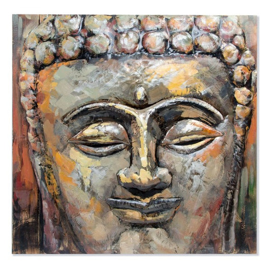 Quadro DKD Home Decor Buddha Legno Metallo Orientale Buddha (80 x 80 x 7 cm)