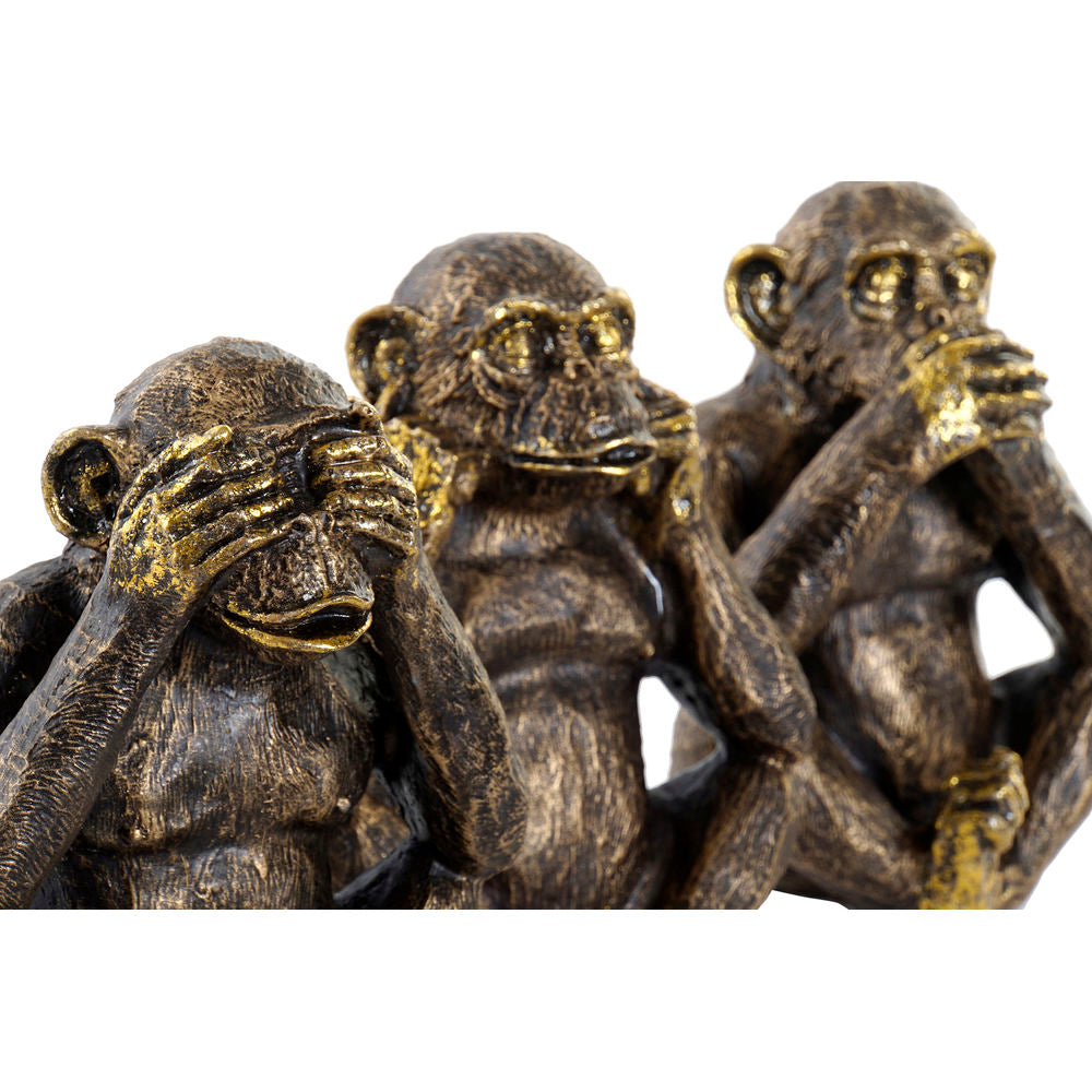 Statua Decorativa DKD Home Decor Scimmia Resina Coloniale (3 pezzi)