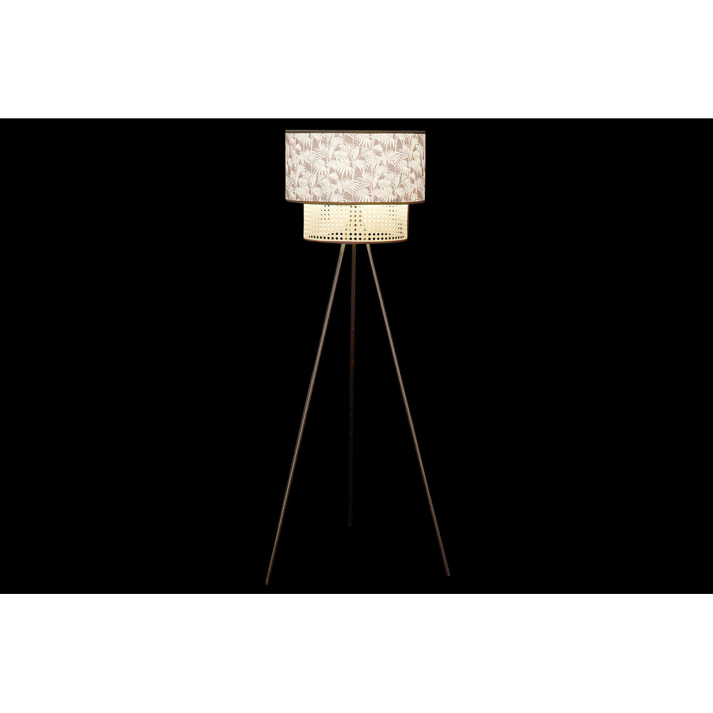 Lampada da Terra DKD Home Decor Naturale Nero Metallo Palme Poliestere Coloniale (60 x 60 x 129 cm)