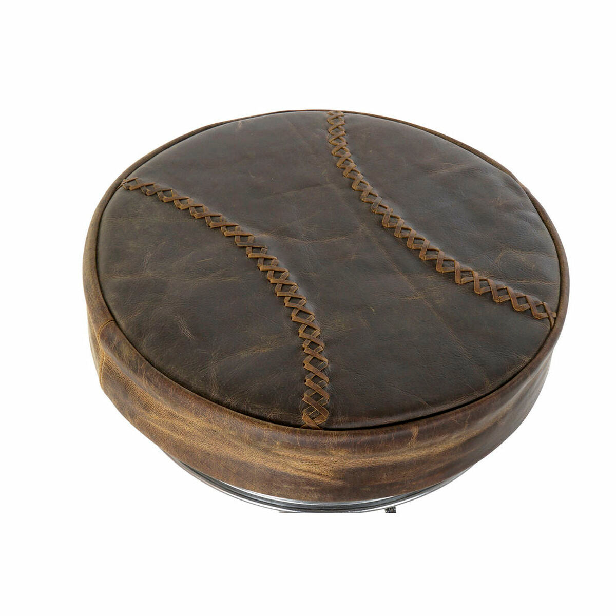 Sgabello DKD Home Decor Marrone Pelle Metallo (44 x 41 x 82 cm)