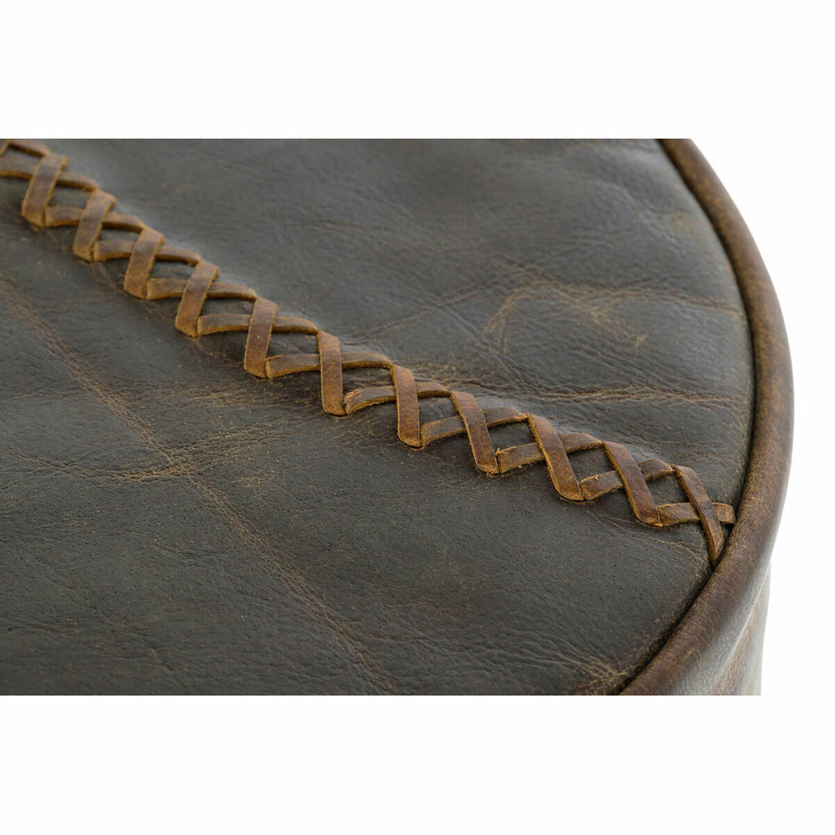 Sgabello DKD Home Decor Marrone Pelle Metallo (44 x 41 x 82 cm)