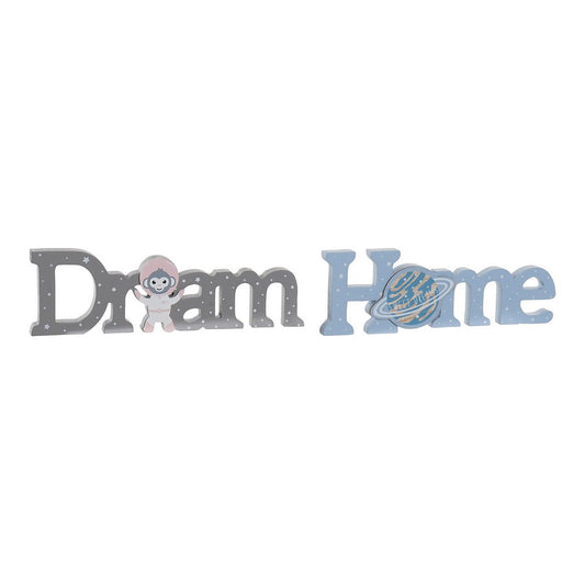 Scritta Dream Home DKD Home Decor Astro Monkey Naturale Legno MDF (29.5 x 3 x 9 cm) (2 pezzi)