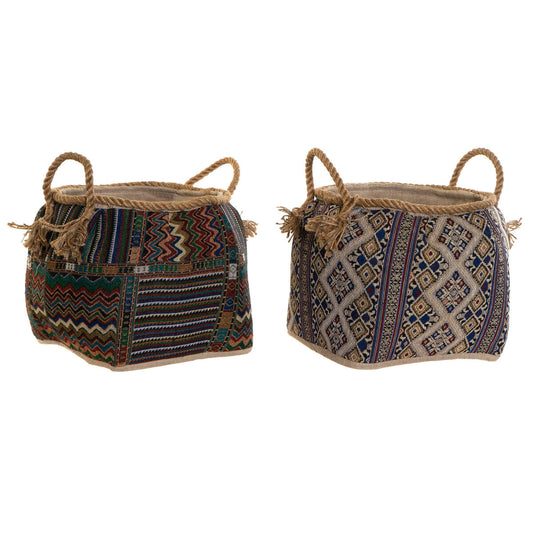 Cestino DKD Home Decor Cotone Fibra (30 x 30 x 30 cm) (2 Unità)