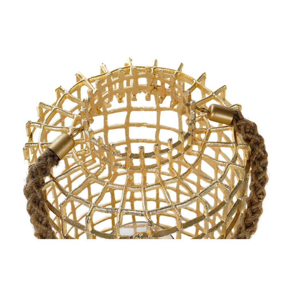 Lanterna DKD Home Decor Cristallo Dorato Corda Alluminio (25,5 x 25,5 x 57 cm)