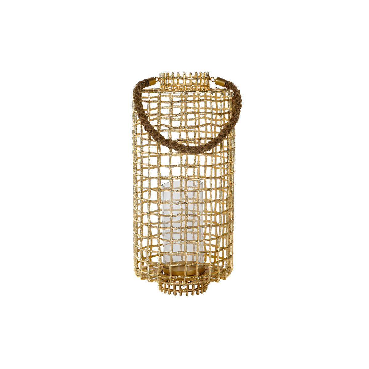 Lanterna DKD Home Decor Cristallo Dorato Corda Alluminio (25,5 x 25,5 x 57 cm)