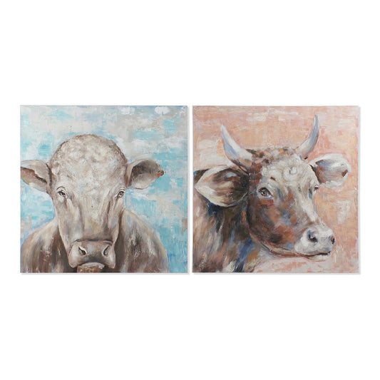 Quadro DKD Home Decor Caw Mucca (2 pezzi) (100 x 3.5 x 100 cm)