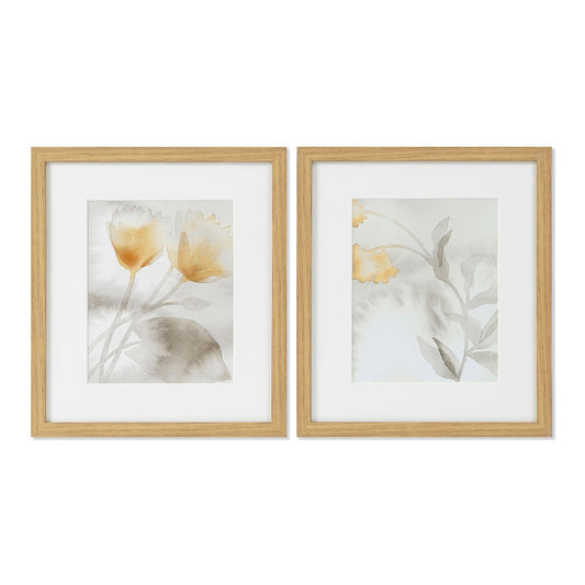 Quadro DKD Home Decor Drawed Leaf Frunze (2 pezzi) (33 x 3 x 38 cm)