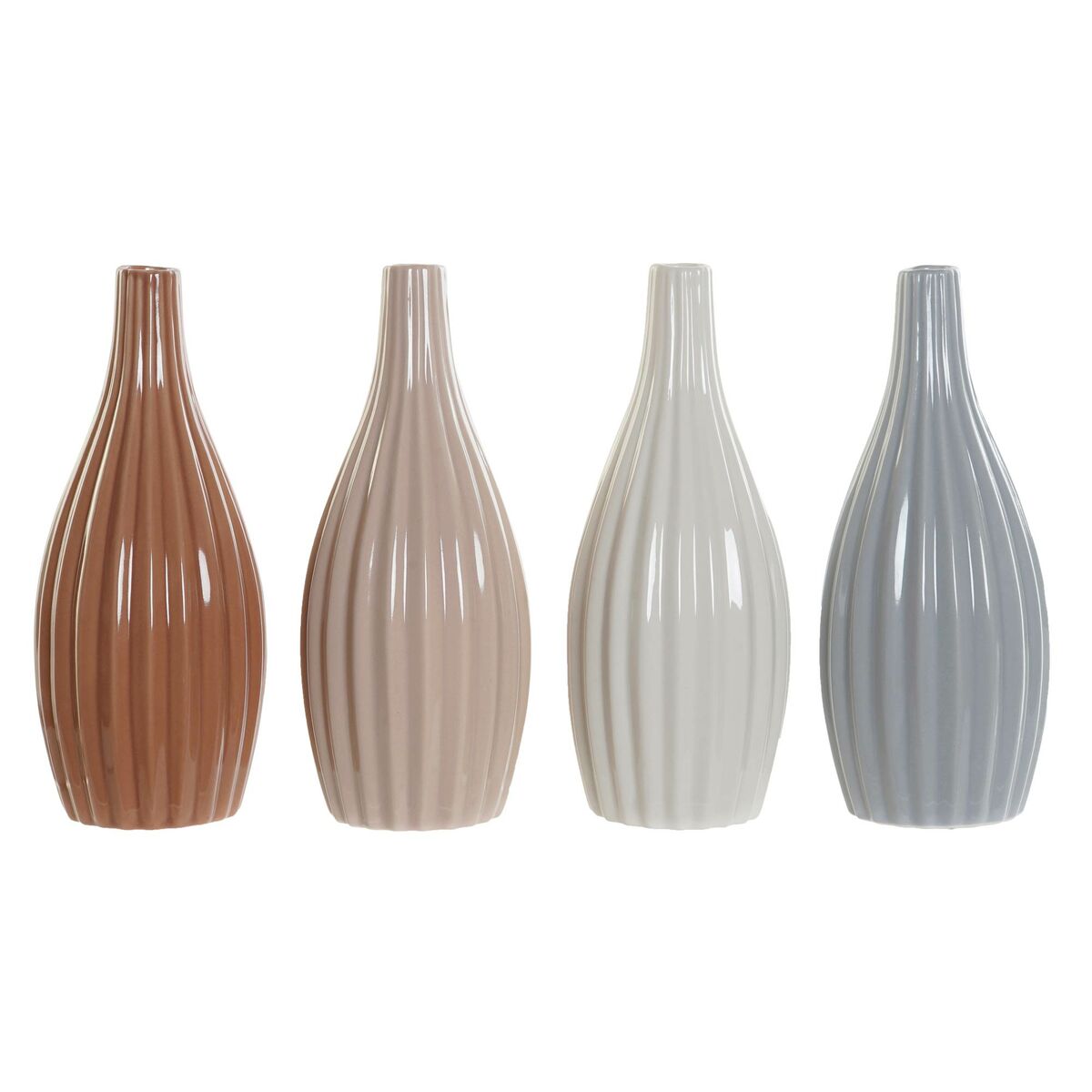 Vaso DKD Home Decor Porcellana Grigio Beige Rosa Bianco (9 x 9 x 21 cm) (4 Unità)