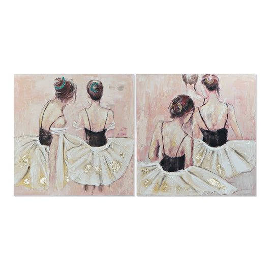 Quadro DKD Home Decor Dancers Ballerina (100 x 3.5 x 100 cm) (2) (100 cm) (2 pezzi) (2 Unità)