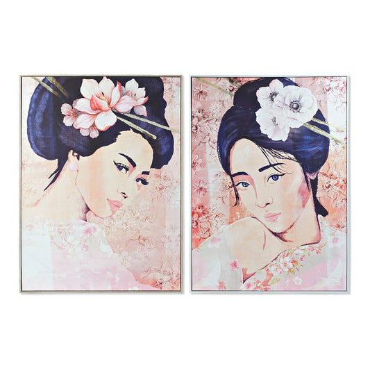 Quadro DKD Home Decor Tela Geisha (2 pezzi) (103.5 x 4.5 x 144 cm)