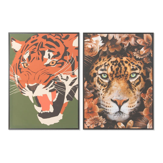 Quadro DKD Home Decor S3013690 Tela Tigre (52 x 2.7 x 72 cm) (2 pezzi)