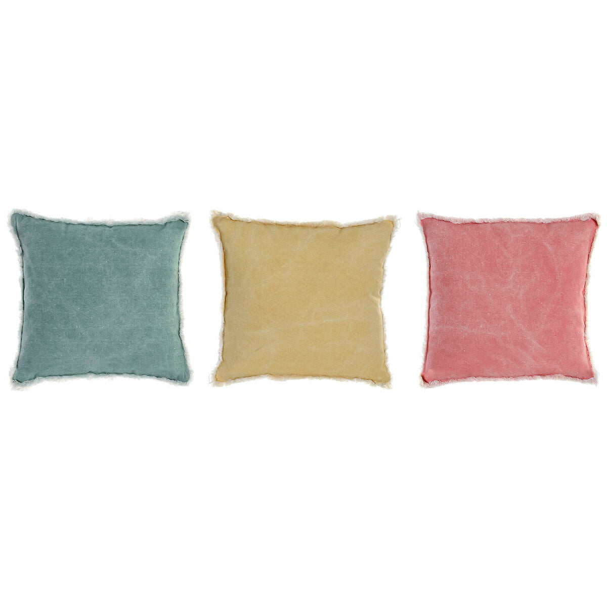 Cuscino DKD Home Decor Rosa Poliestere Cotone Alluminio Verde Giallo Frange (45 x 10 x 45 cm) (3) (3 Unità)
