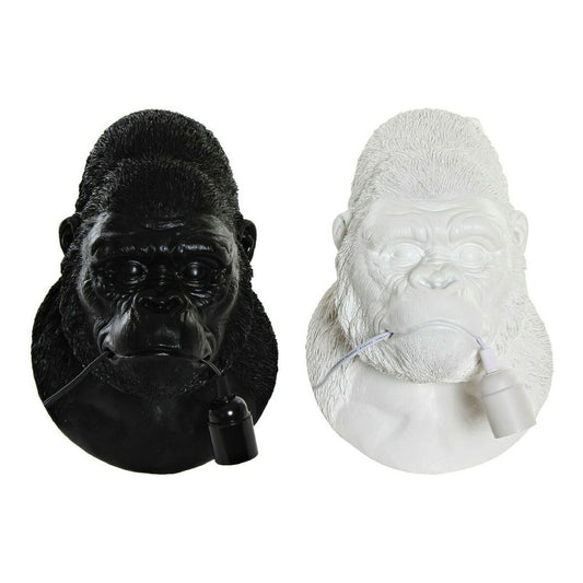 Applique DKD Home Decor Bianco Nero Resina Gorilla (2 pcs) (23 x 19 x 32 cm)