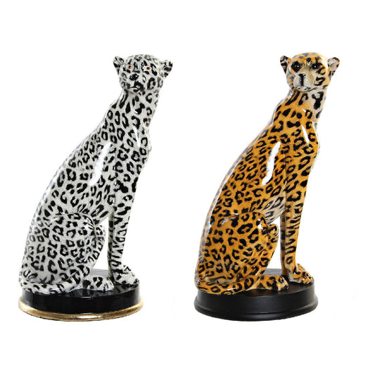 Statua Decorativa DKD Home Decor Resina Leopardo (2 pezzi) (16 x 16 x 32 cm)