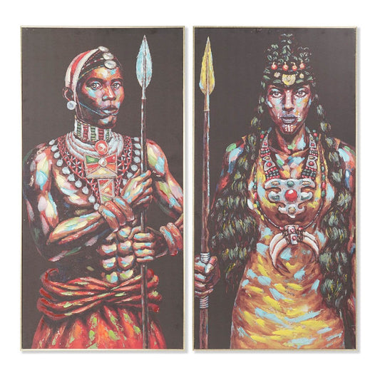 Quadro DKD Home Decor Tela Africano (2 pezzi) (60 x 5 x 120 cm)
