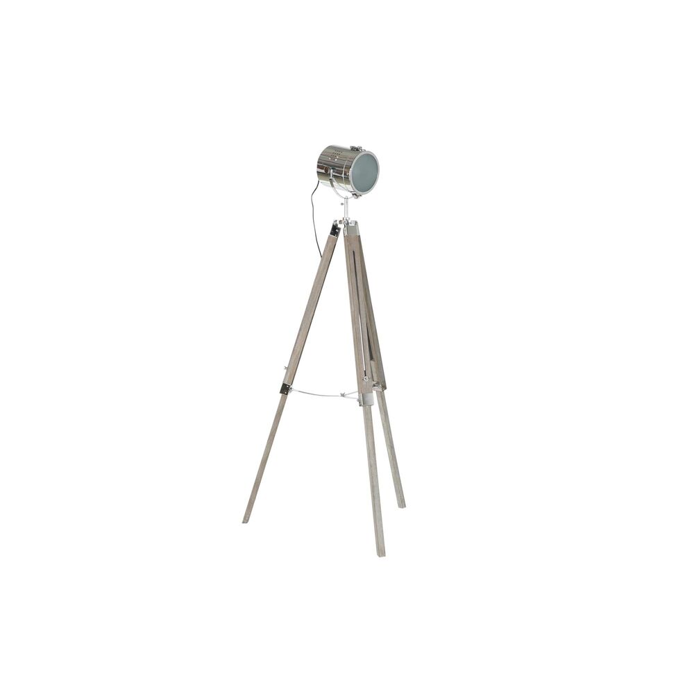 Lampada da Terra DKD Home Decor Metallo Legno Argento Marrone Chiaro Tripode (66 x 66 x 142 cm)