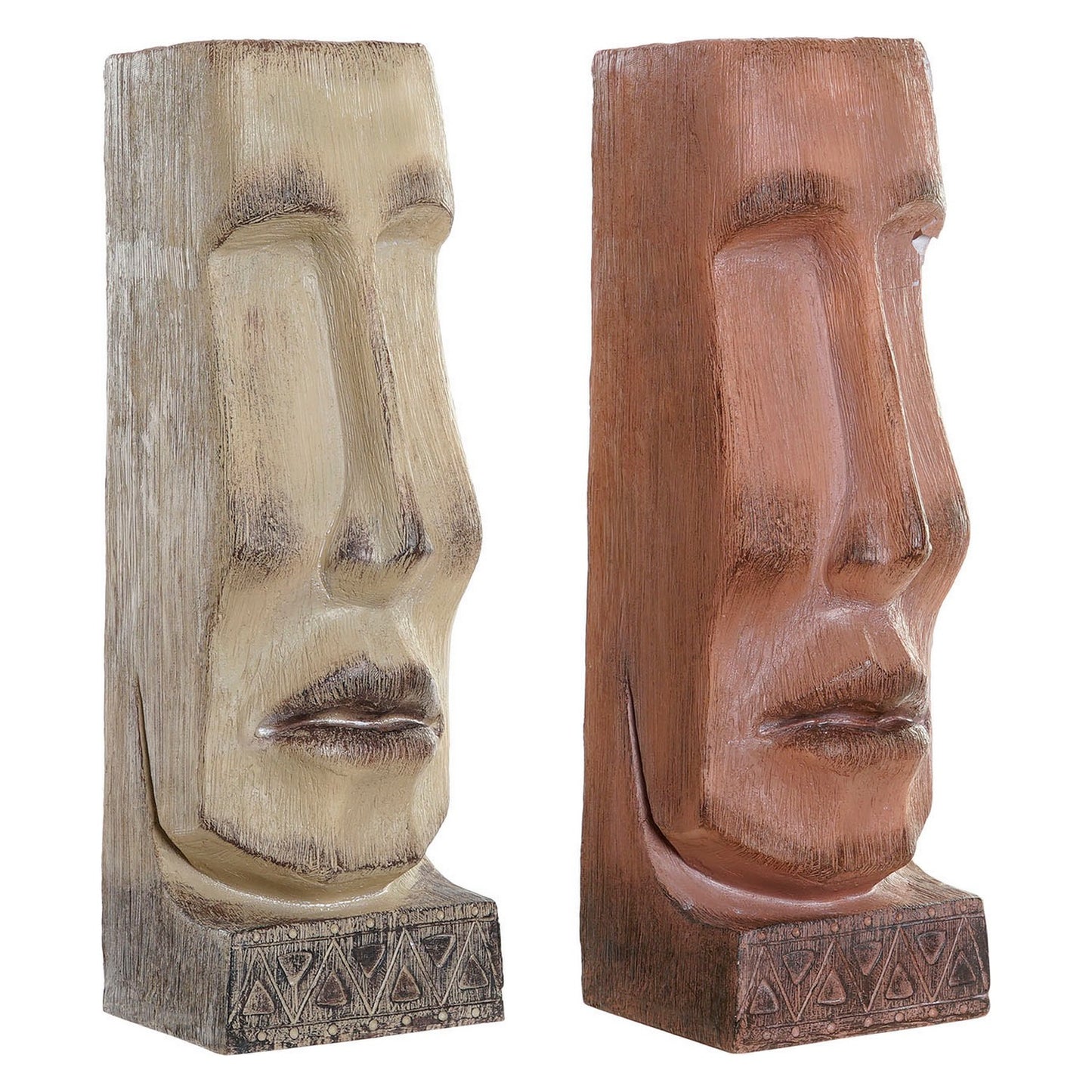 Vaso DKD Home Decor Viso Beige Terracotta Resina (16 x 17 x 49 cm) (16 cm) (2 pezzi)