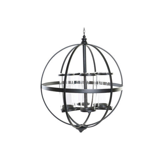 Portacandele DKD Home Decor Nero Metallo Vetro (60 x 60 x 73 cm)