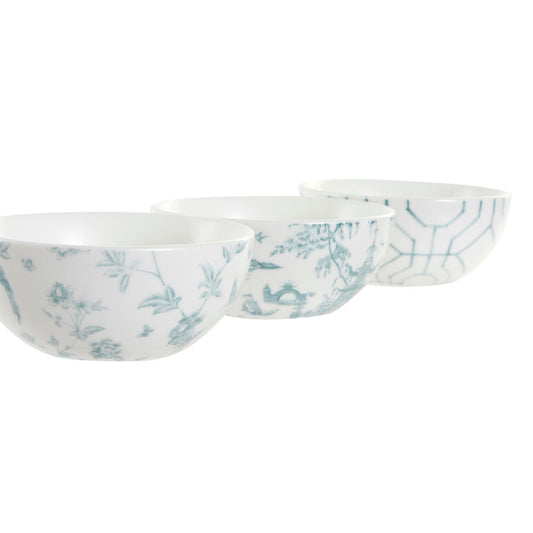 Set da Aperitivo DKD Home Decor S3027099 Porcellana Bianco Blu Marino Acacia (30 x 9.5 x 1.3 cm) (9,5 x 9,5 x 4 cm)