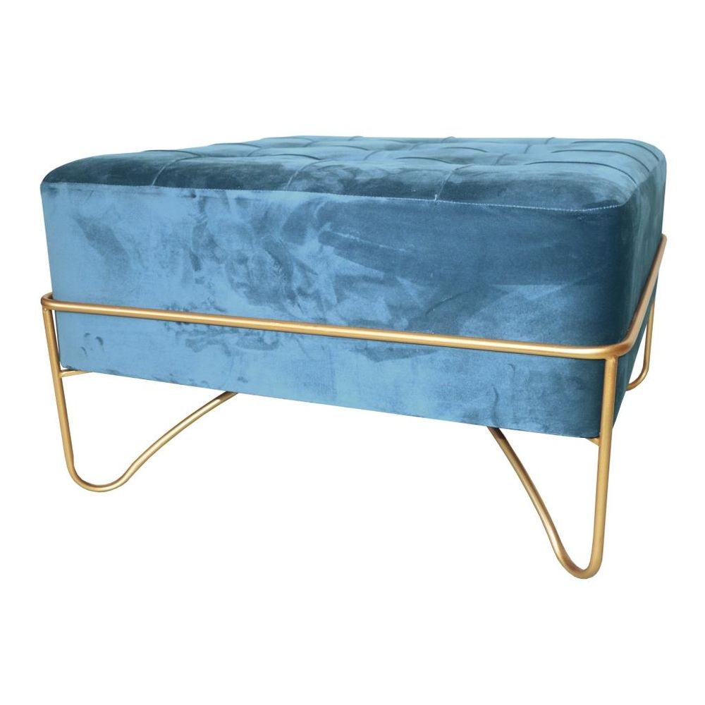 Panca DKD Home Decor 8424001850907 Azzurro Dorato (80 x 80 x 47 cm) (80 cm) (80 x 80 cm)