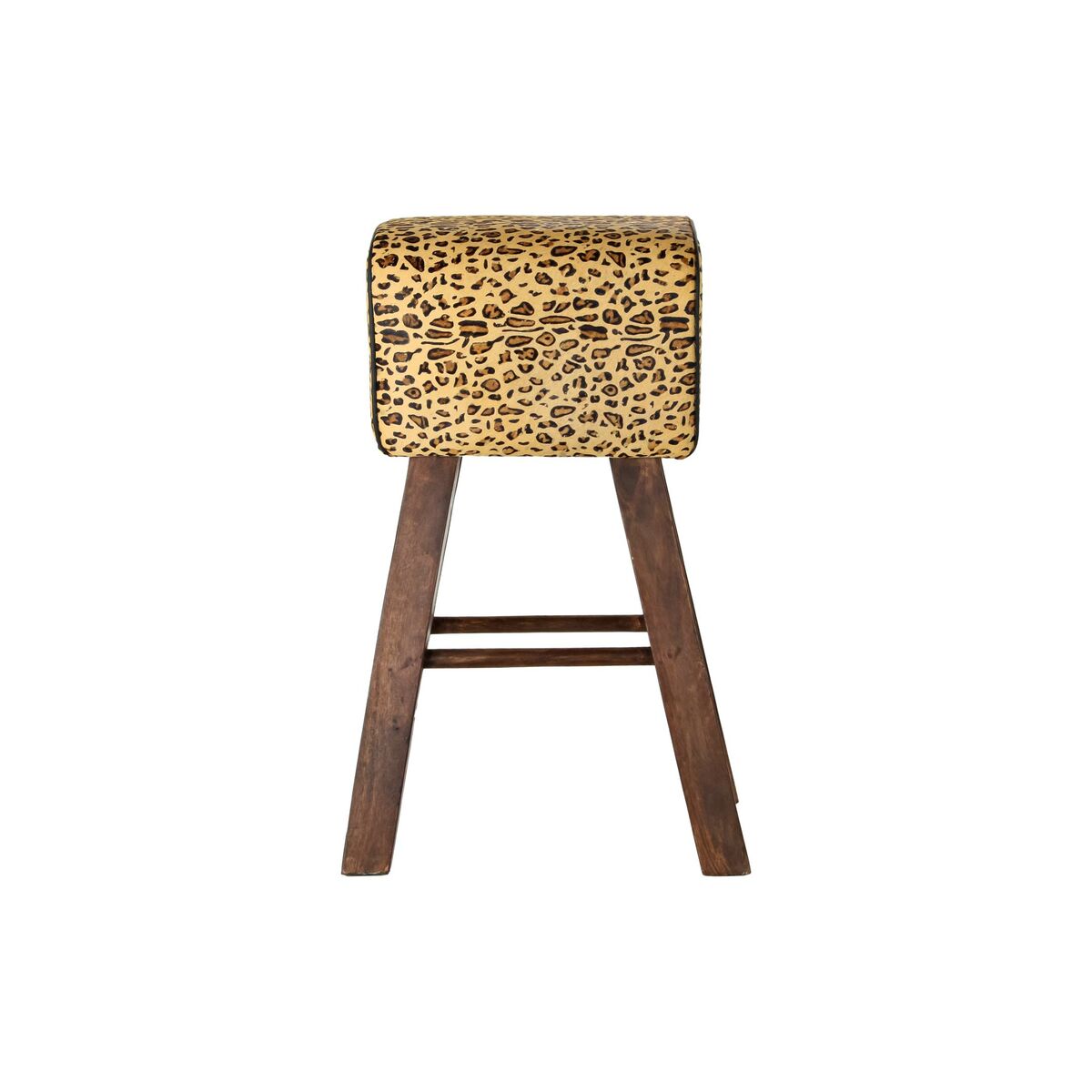 Sgabello DKD Home Decor Nero Legno Marrone Pelle (43 x 35 x 75 cm)