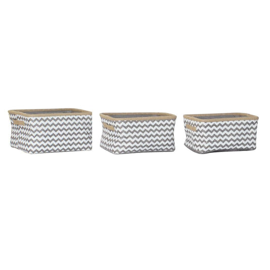 Set di Cestini DKD Home Decor Poliestere Iuta Zig-zag Boho (3 pezzi)