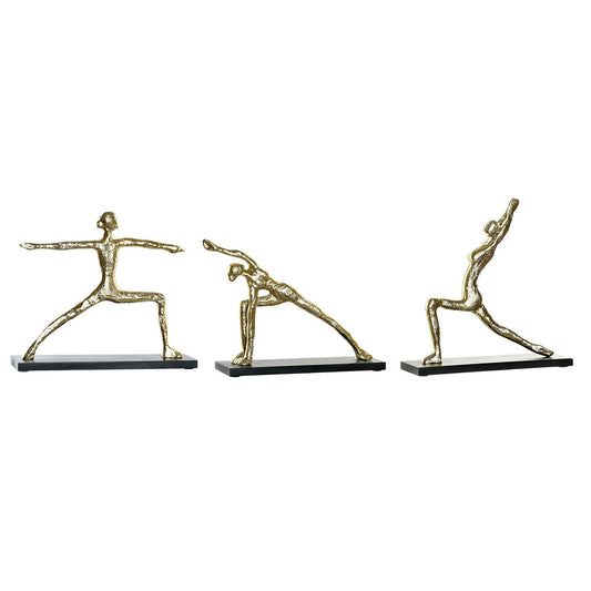 Statua Decorativa DKD Home Decor Alluminio Legno MDF Yoga (3 pcs) (33 x 10 x 35 cm) (35 x 10 x 33 cm) (33 x 10 x 28 cm)