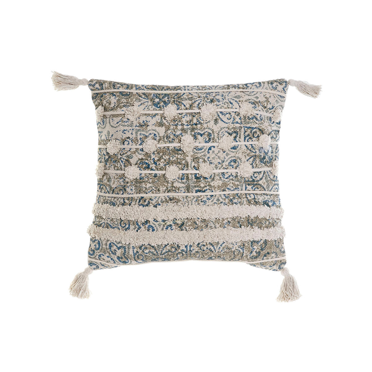 Cuscino DKD Home Decor Beige Azzurro Poliestere Cotone (45 x 5 x 45 cm)