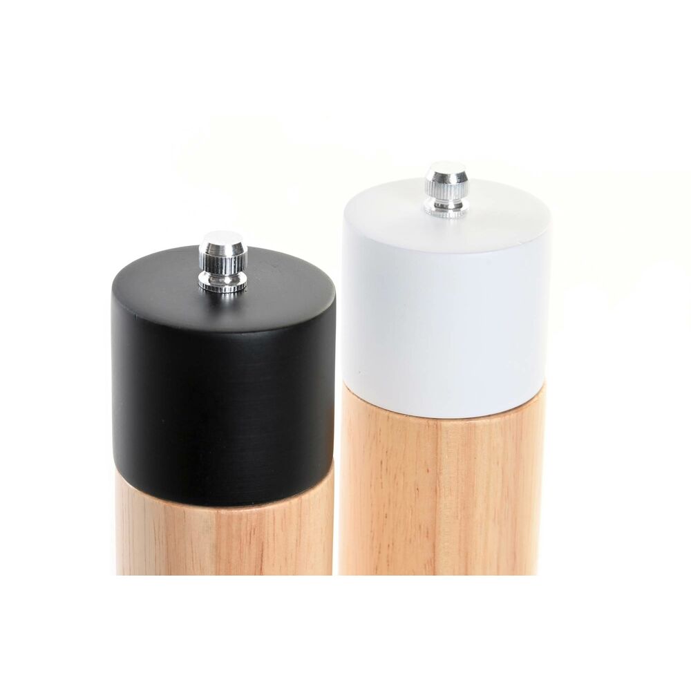 Saliera-Pepiera DKD Home Decor Nero Legno d'albero della gomma Bianco (5 x 5 x 16 cm) (2 Unità)