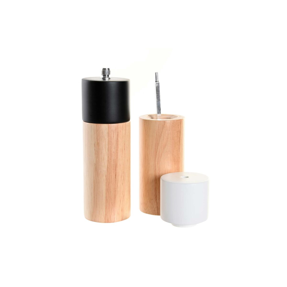 Saliera-Pepiera DKD Home Decor Nero Legno d'albero della gomma Bianco (5 x 5 x 16 cm) (2 Unità)