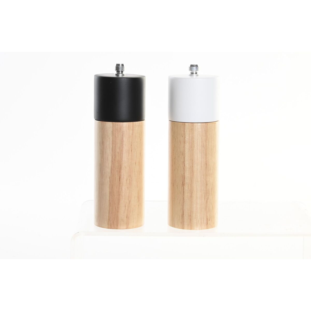 Saliera-Pepiera DKD Home Decor Nero Legno d'albero della gomma Bianco (5 x 5 x 16 cm) (2 Unità)