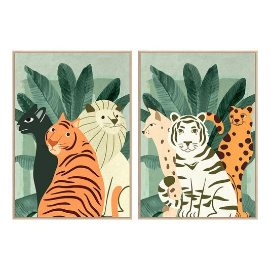Quadro DKD Home Decor animali (2 pezzi) (83 x 4.5 x 123 cm)