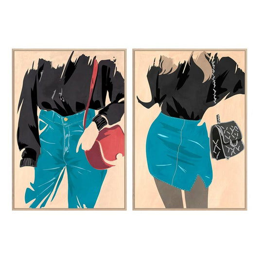 Quadro DKD Home Decor Donna (2 pezzi) (83 x 4.5 x 123 cm)