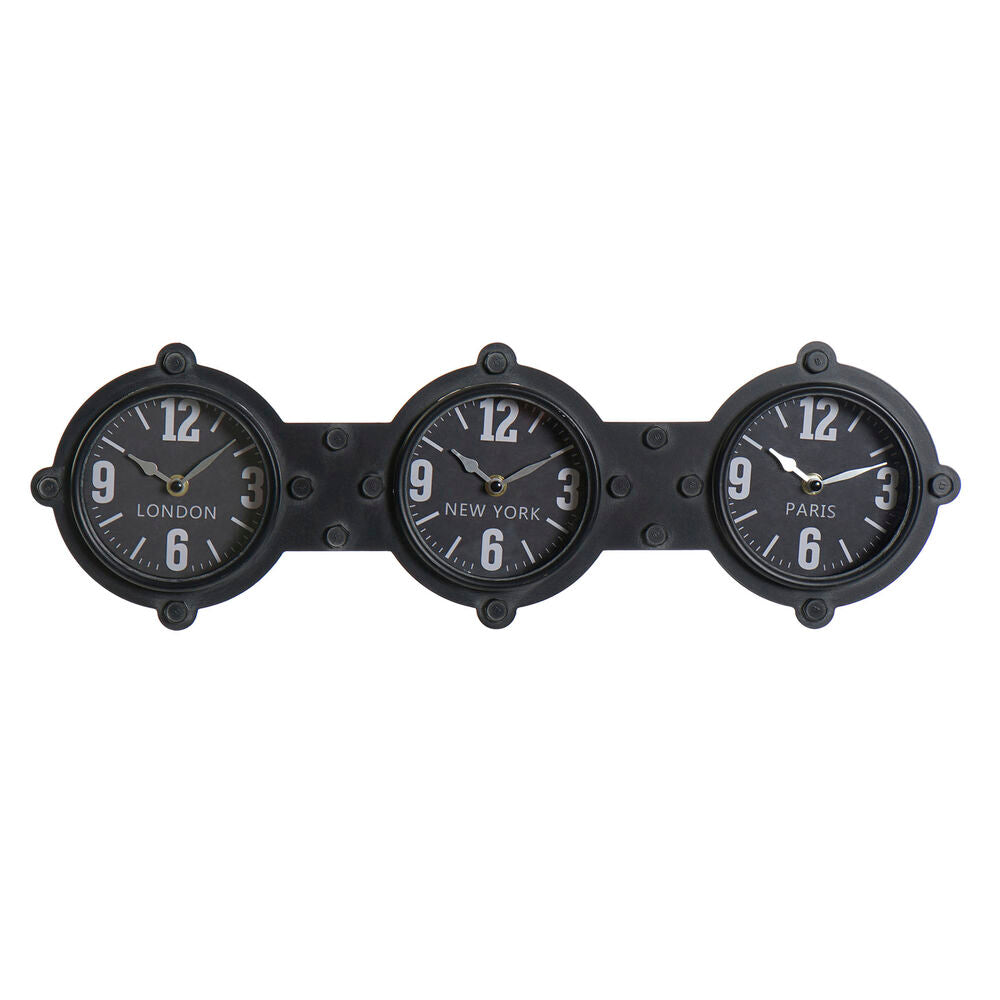 Orologio da Parete DKD Home Decor Vetro Nero Ferro (58 x 6.5 x 18 cm)