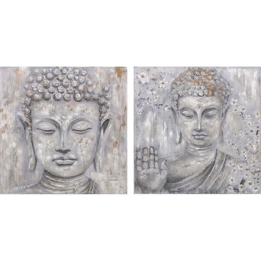 Quadro DKD Home Decor Buddha (100 x 2.4 x 100 cm) (2 pezzi)
