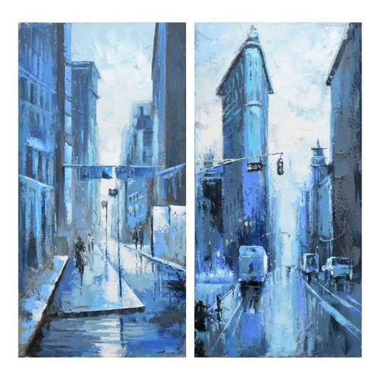 Quadro città stilizzata DKD Home Decor (60 x 3 x 120 cm) (2 pezzi)