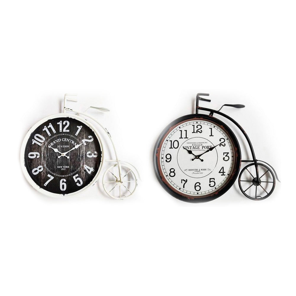 Orologio da Parete DKD Home Decor Vetro Nero Bicicletta Bianco Ferro (60 x 6 x 50 cm) (2 pezzi)