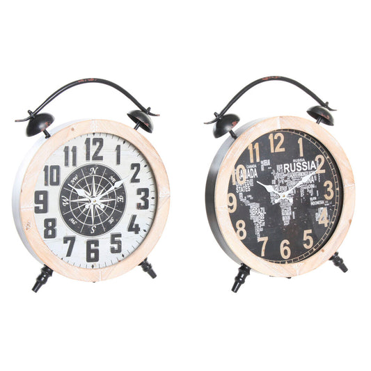 Orologio da Tavolo DKD Home Decor Nero Ferro Legno MDF (41 x 6.5 x 52.5 cm) (2 pezzi)