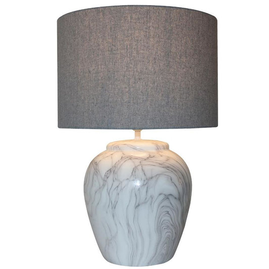 Lampada da tavolo DKD Home Decor Tela Ceramica Grigio Bianco (38 x 38 x 58 cm)