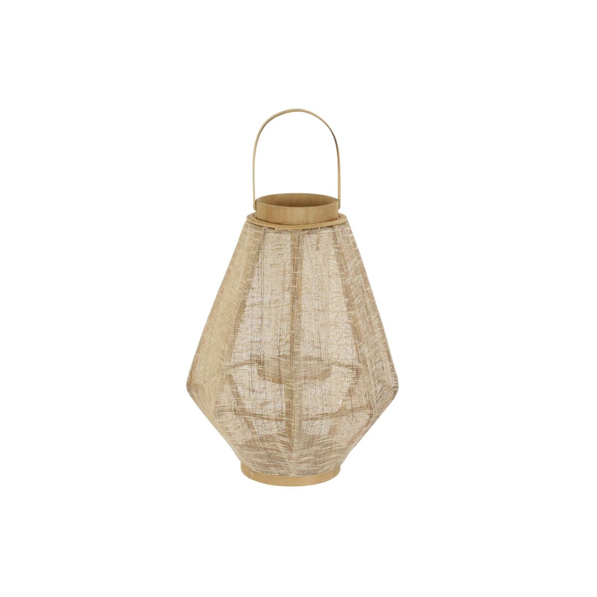Lanterna DKD Home Decor Cristallo Marrone Lino Bambù (37 x 37 x 62 cm)