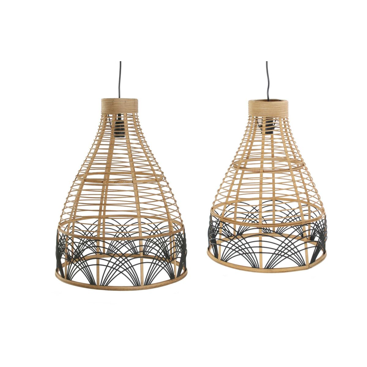 Lampadario DKD Home Decor Bicolore Rattan 50 W (45 x 45 x 60 cm)